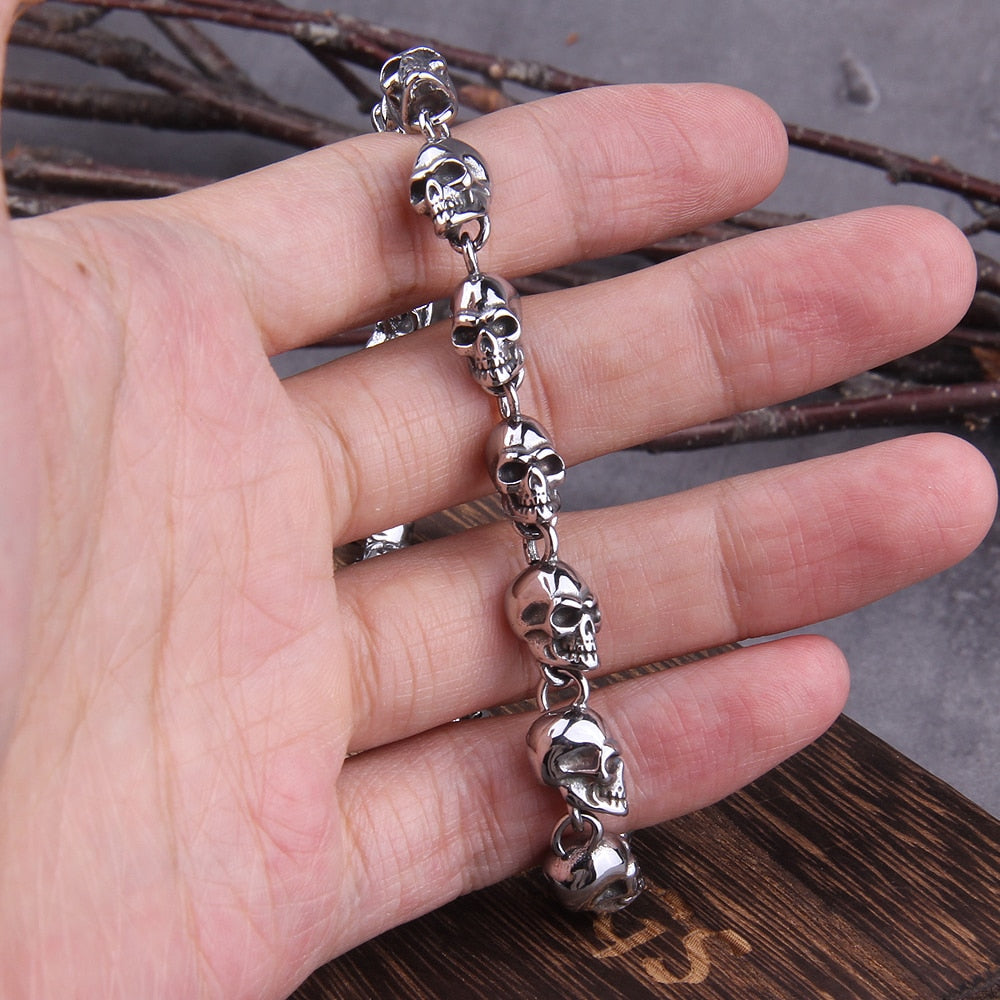 Gothic Skull Bracelet – Viking Graveyard Punk Chain Handcrafted detail image - detail view 4