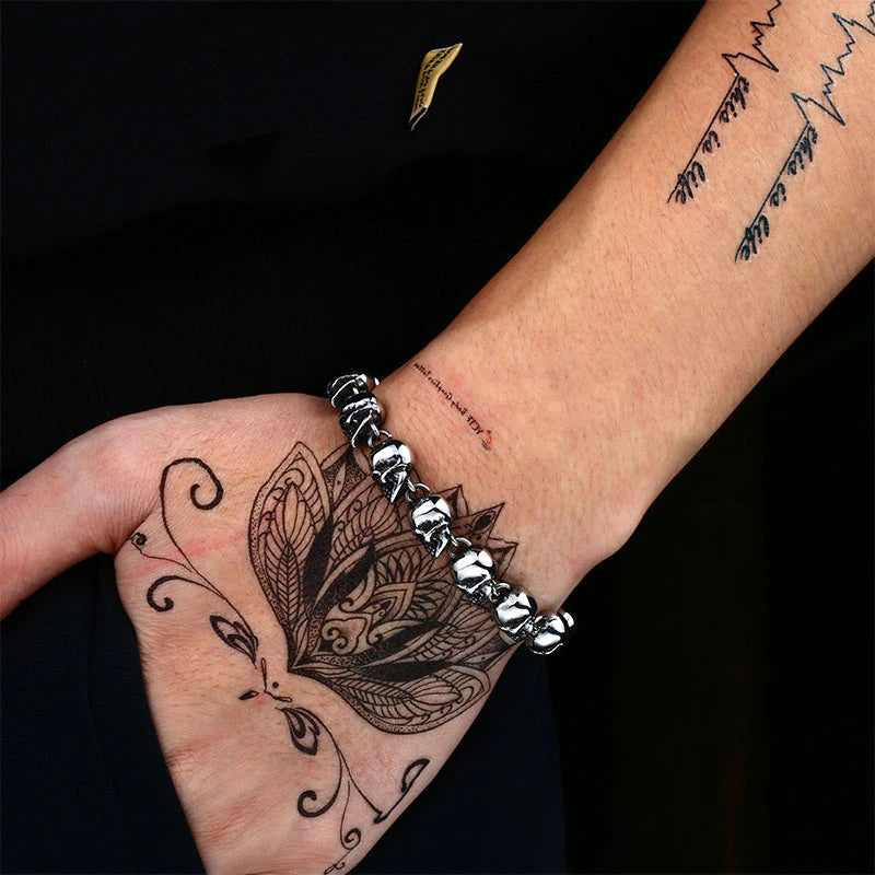 Gothic Skull Bracelet – Viking Graveyard Punk Chain Handcrafted detail image - detail view 5