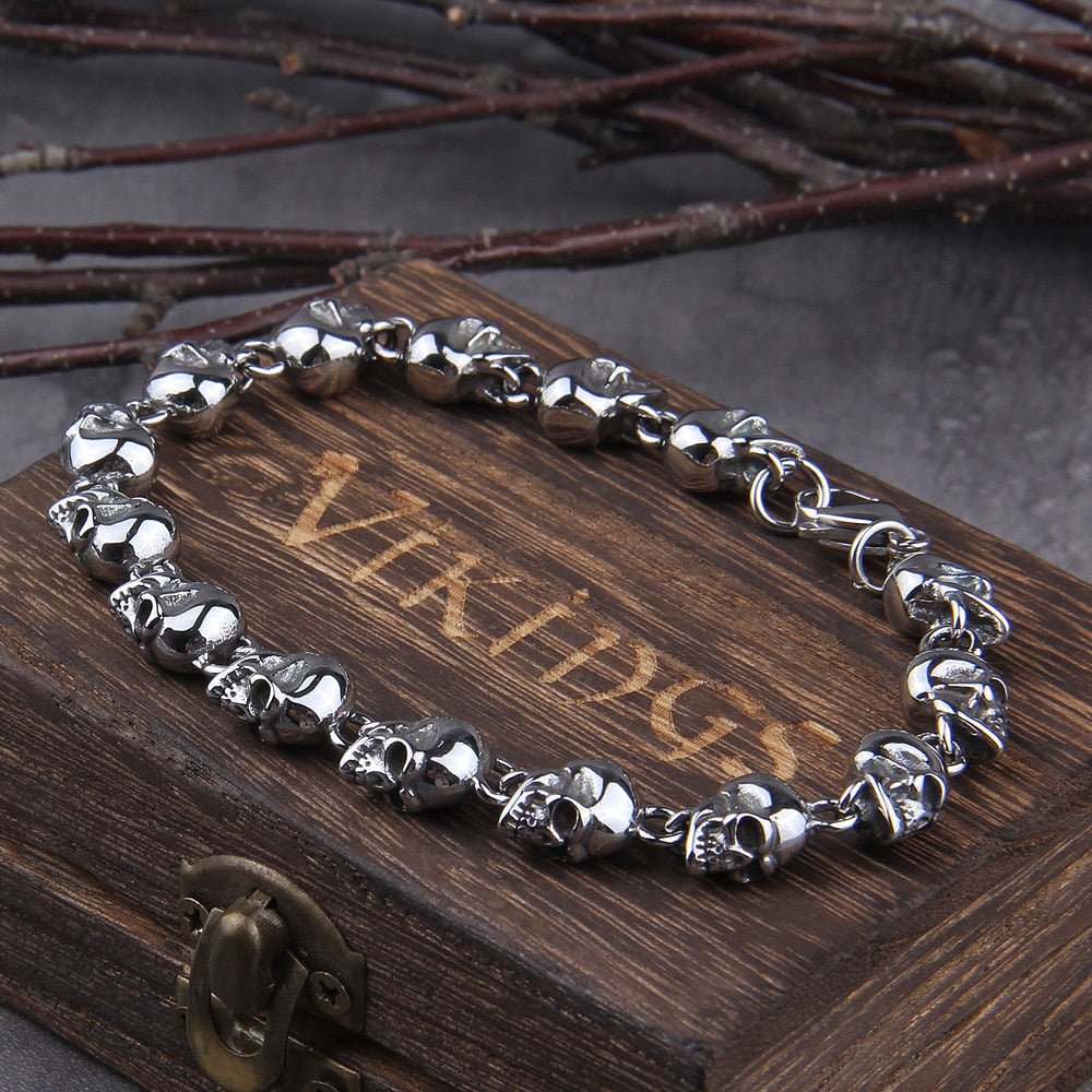 Gothic Skull Bracelet – Viking Graveyard Punk Chain Handcrafted product image