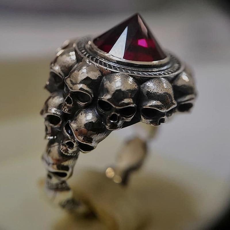 Gothic Skull Ring – Aneka Crystal Zircon Punk Biker Statement detail image