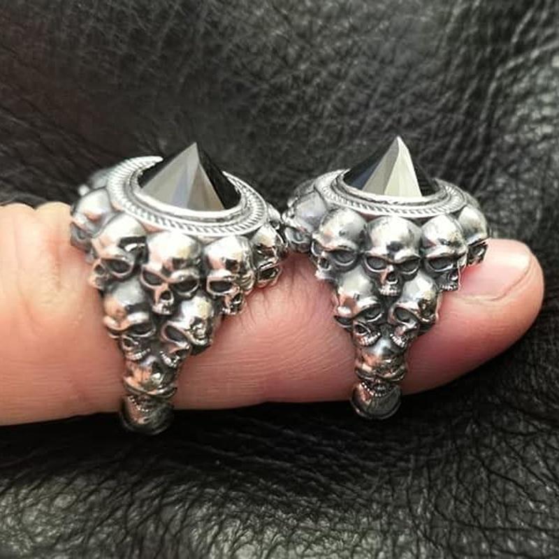 Gothic Skull Ring – Aneka Crystal Zircon Punk Biker Statement detail image - detail view 6