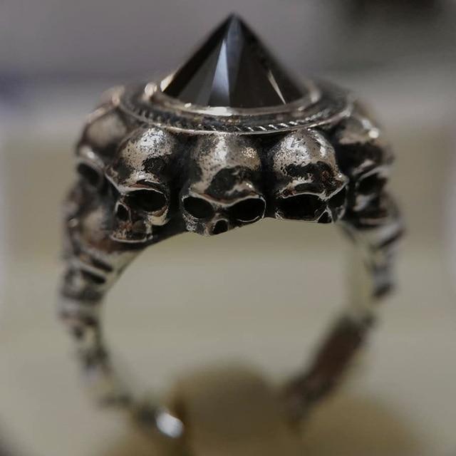 Gothic Skull Ring – Aneka Crystal Zircon Punk Biker Statement variant image - product view 7