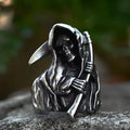 Gothic Skull Ring – Grim Reaper with Eerie Scythe Stainless Steel Punk Biker product image