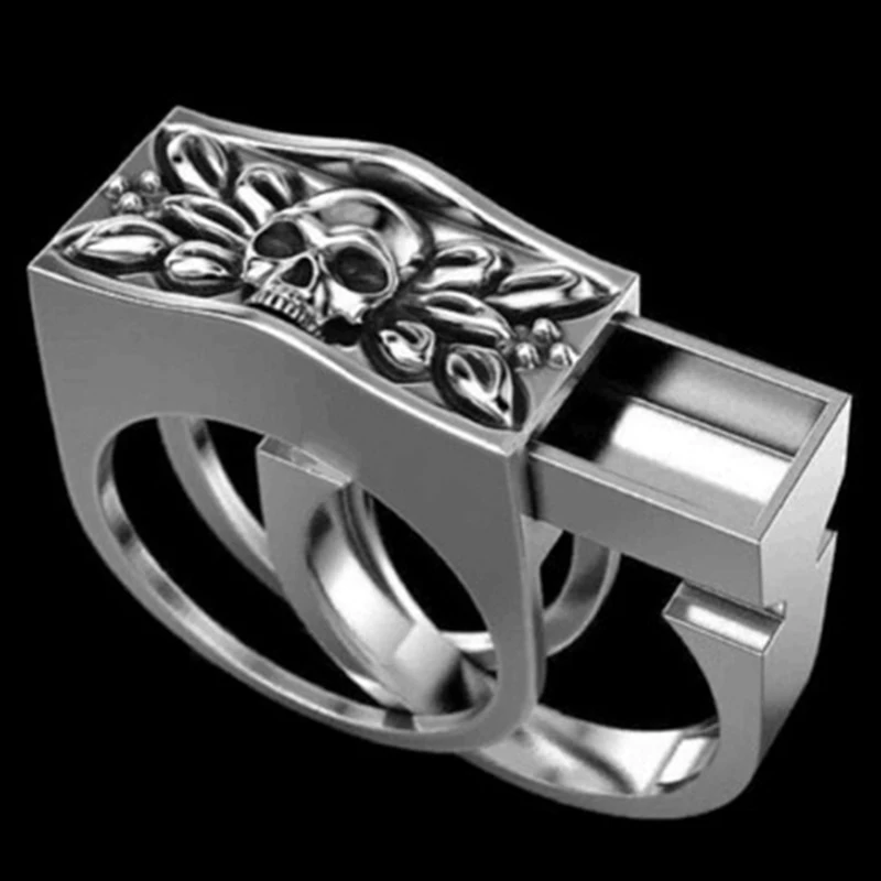 Gothic Skull Ring – Hidden Compartment Secret Punk Statement product image