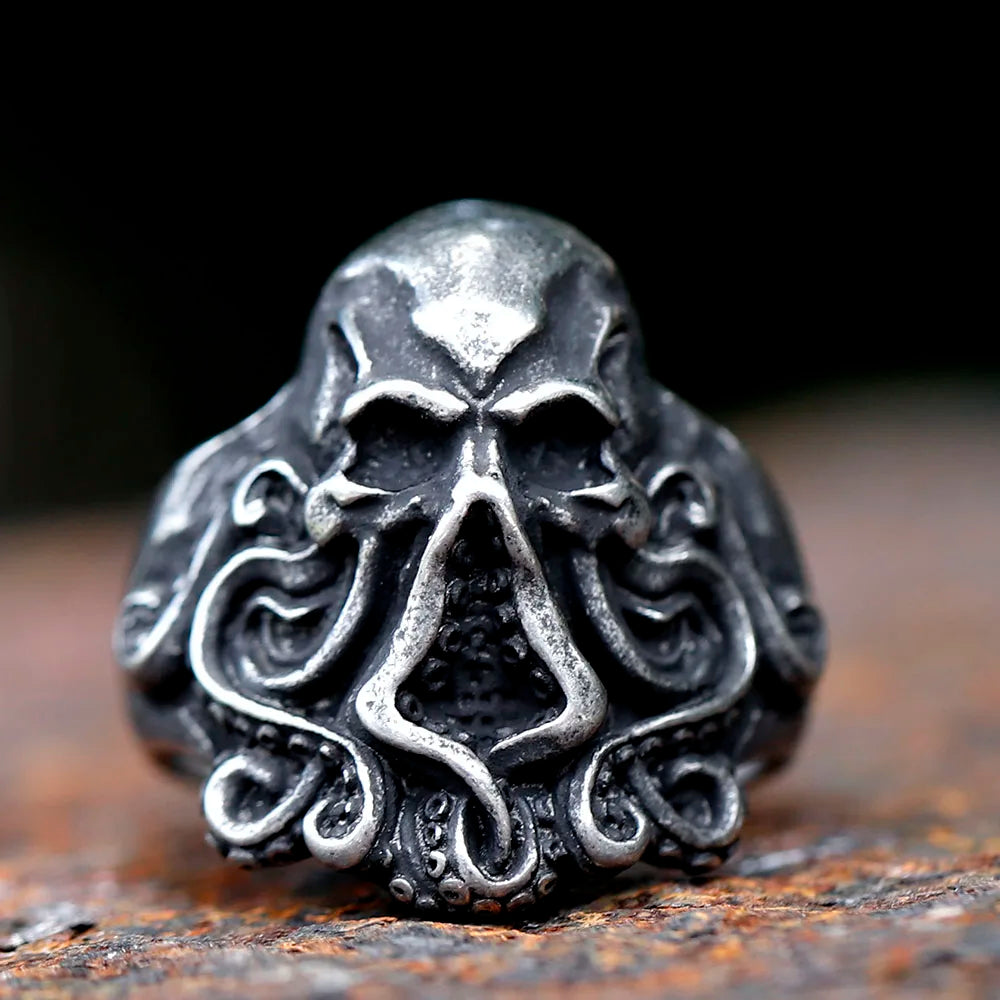 Gothic Skull Ring – Octopus Tentacle Punk Dark Nautical Statement product image