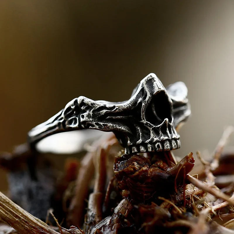 Gothic Skull Ring – Punk with Nasal Bones Biker Hip Hop Dark Statement product image