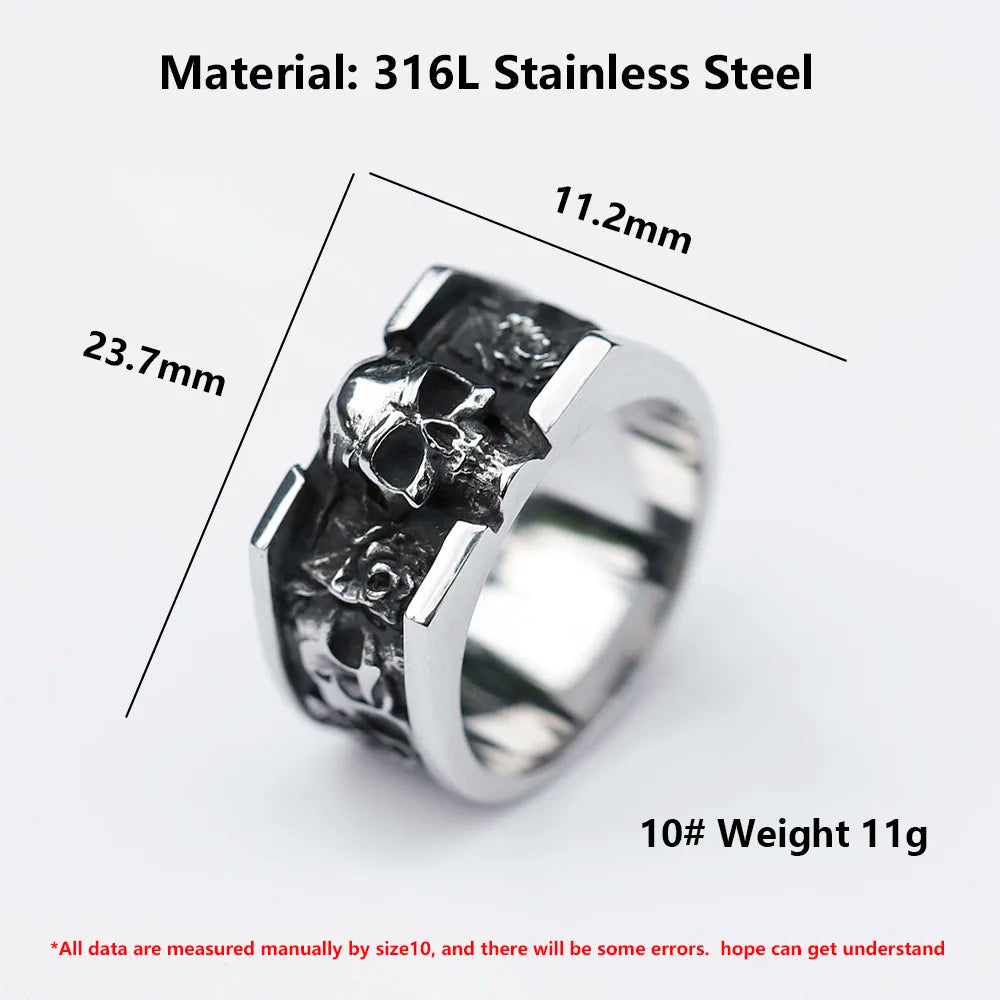 Gothic Skull Ring – Roses Punk Vintage Dark Statement for Alternative Styling, Collecting detail image - detail view 6