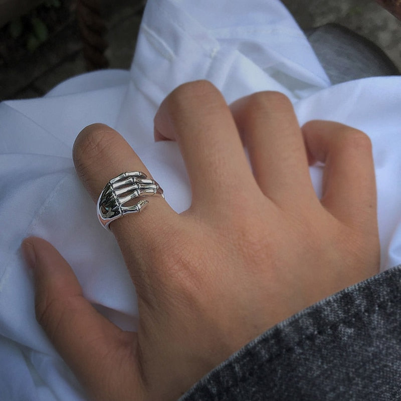 Gothic Skull Ring – Skeleton Wrap Hand Adjustable Dark Glamour Statement detail image - detail view 3