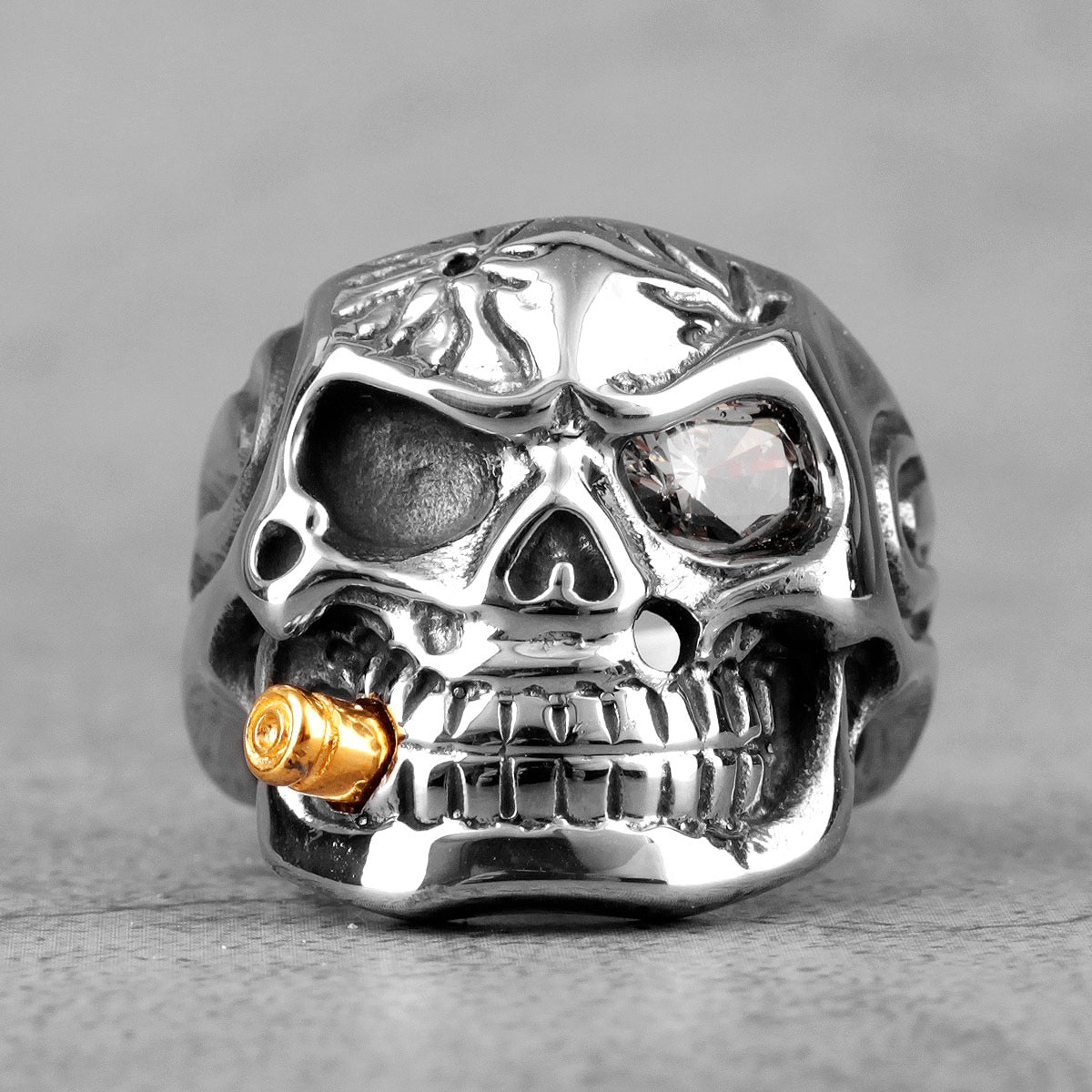 Gothic Skull Ring – Smoking Soldier Punk Biker Hip Hop Statement detail image