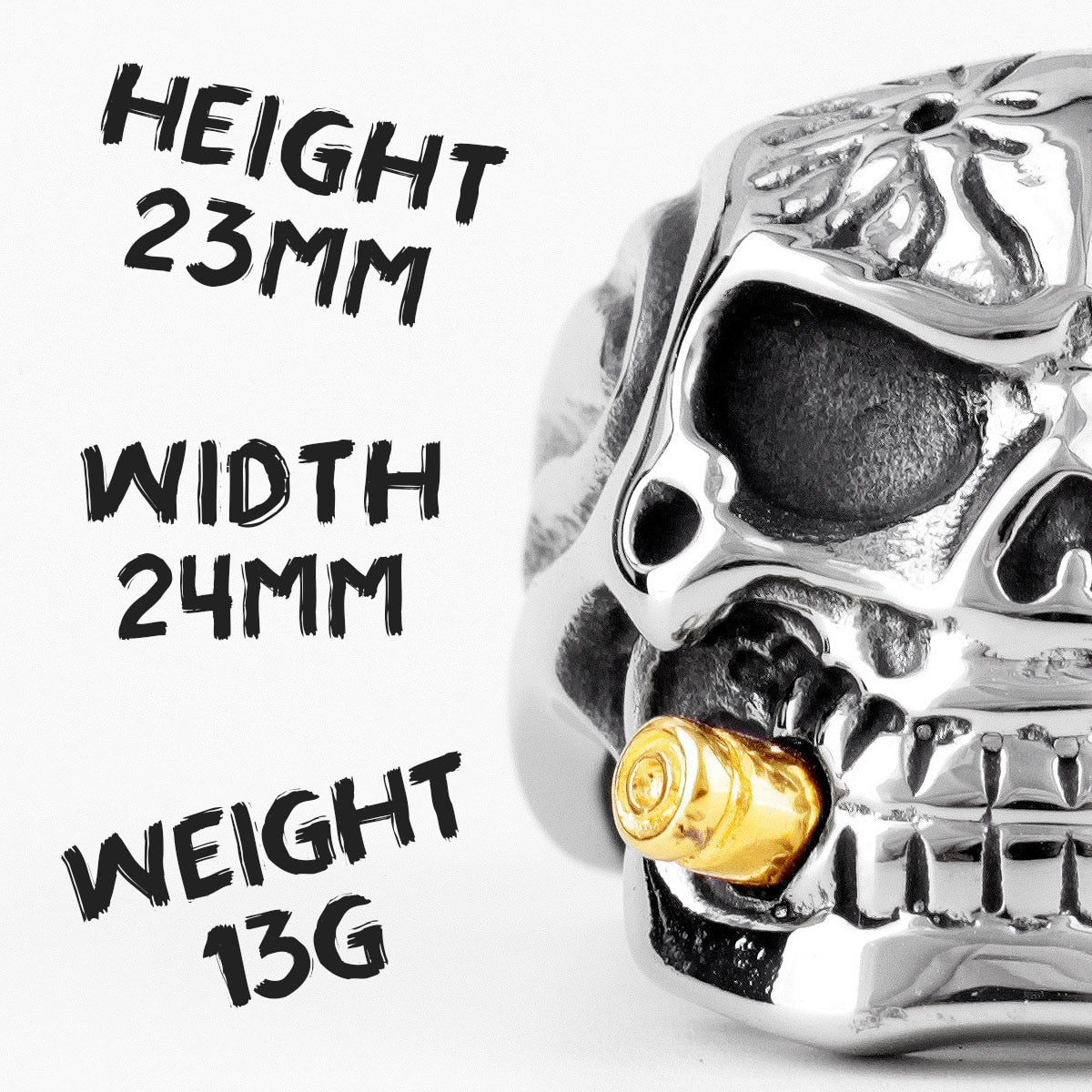Gothic Skull Ring – Smoking Soldier Punk Biker Hip Hop Statement detail image - detail view 6