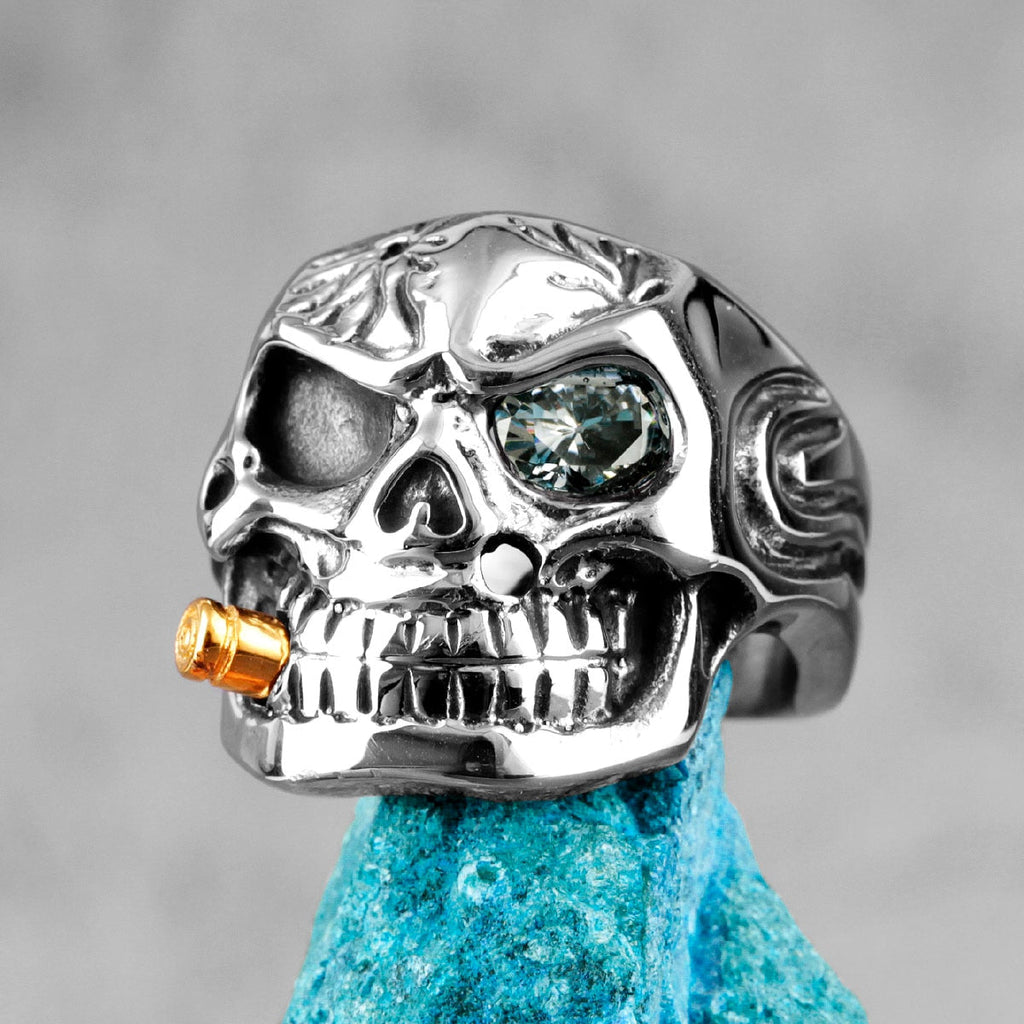 Gothic Skull Ring – Smoking Soldier Punk Biker Hip Hop Statement product image