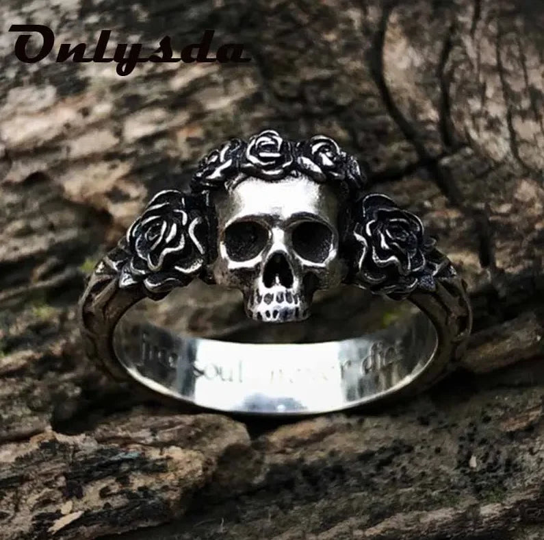 Gothic Skull Ring – Thorned Rose Celtic Punk Biker Statement product image