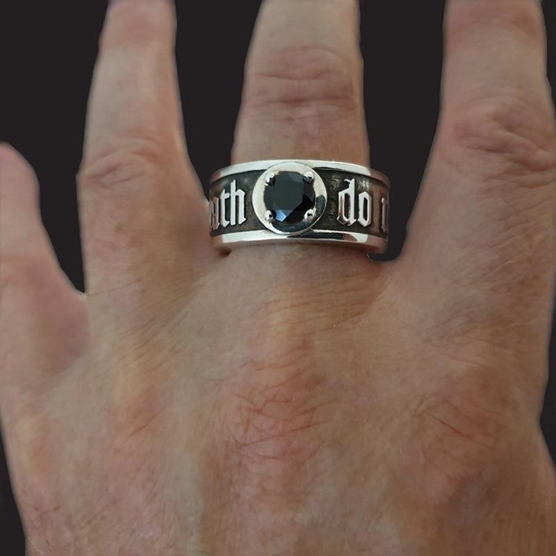 Gothic Skull Ring – Til Death Do Us Part Black Zircon Punk Eternal Love detail image