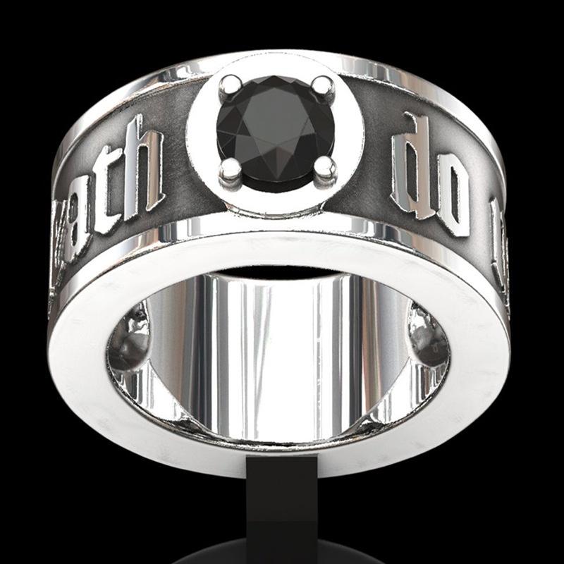 Gothic Skull Ring – Til Death Do Us Part Black Zircon Punk Eternal Love detail image - detail view 3