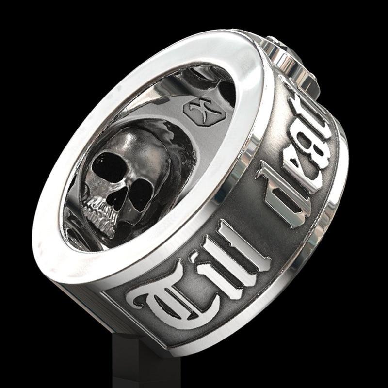 Gothic Skull Ring – Til Death Do Us Part Black Zircon Punk Eternal Love detail image - detail view 4