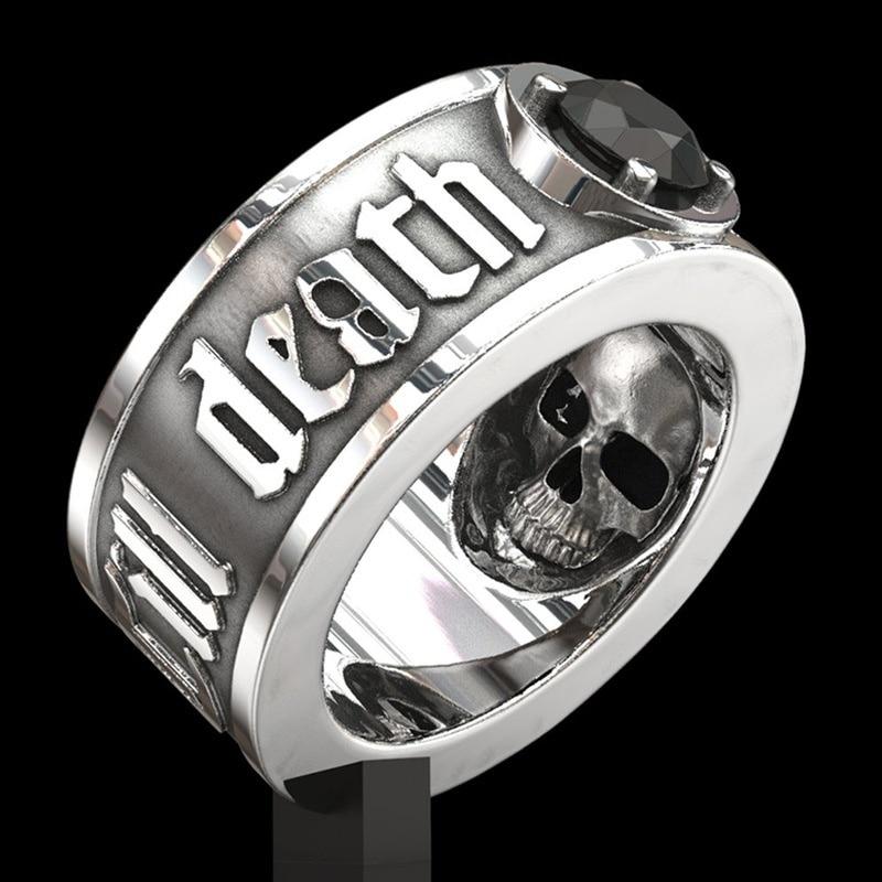 Gothic Skull Ring – Til Death Do Us Part Black Zircon Punk Eternal Love detail image - detail view 5