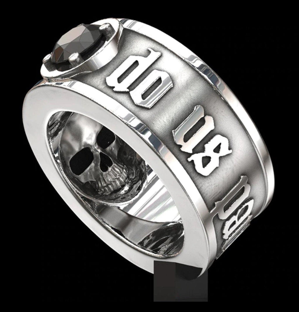 Gothic Skull Ring – Til Death Do Us Part Black Zircon Punk Eternal Love product image