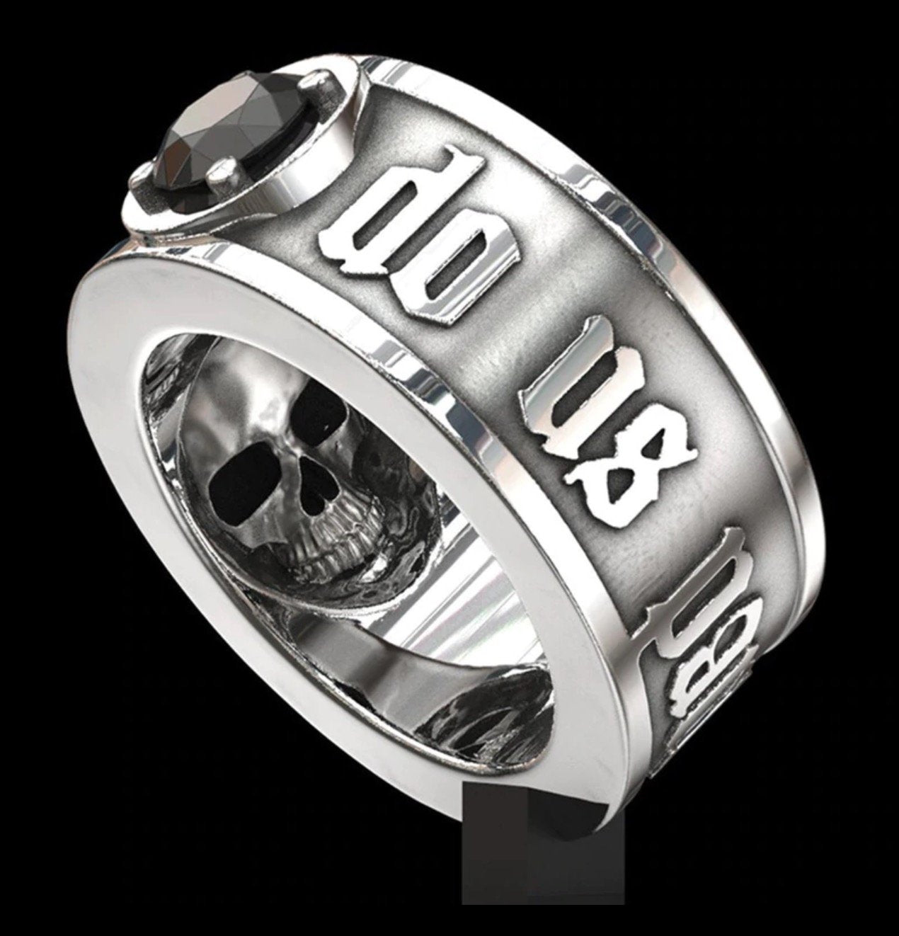 Gothic Skull Ring – Til Death Do Us Part Black Zircon Punk Eternal Love product image