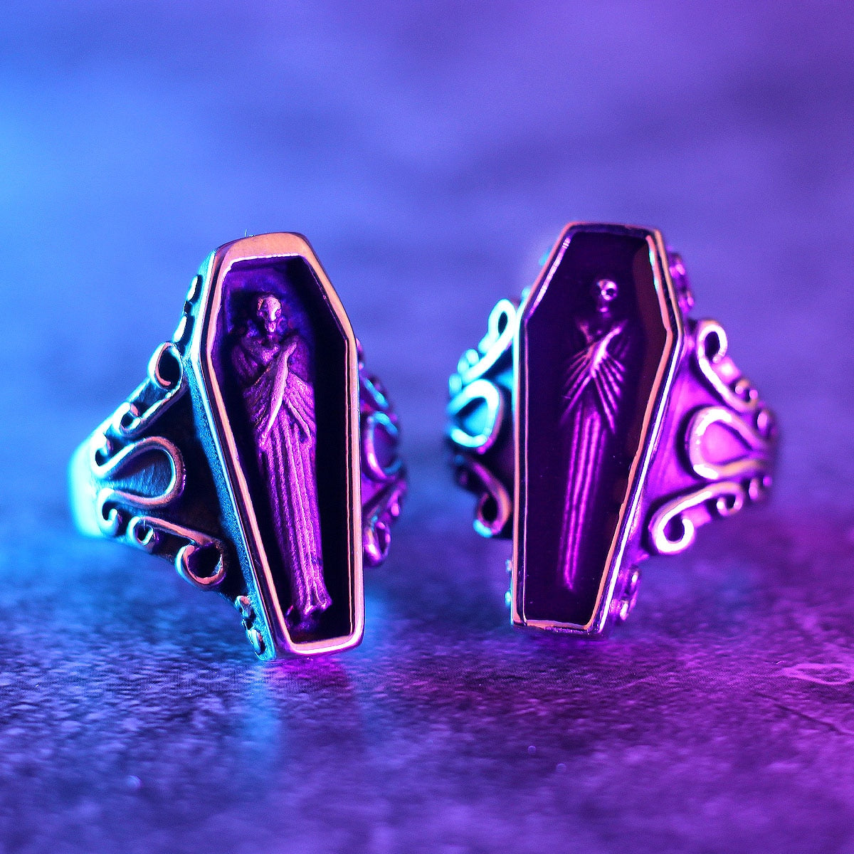 Gothic Skull Ring – Vampire Coffin Punk for Alternative Styling, Collecting, And Everyday variant image