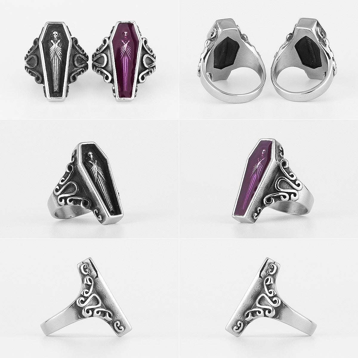 Gothic Skull Ring – Vampire Coffin Punk for Alternative Styling, Collecting, And Everyday detail image - detail view 5