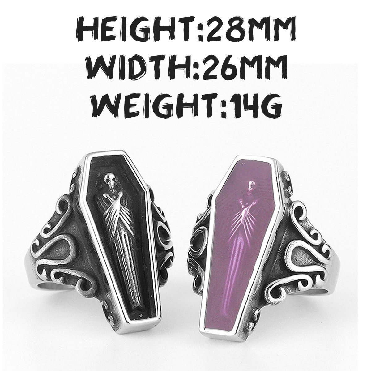 Gothic Skull Ring – Vampire Coffin Punk for Alternative Styling, Collecting, And Everyday detail image - detail view 6