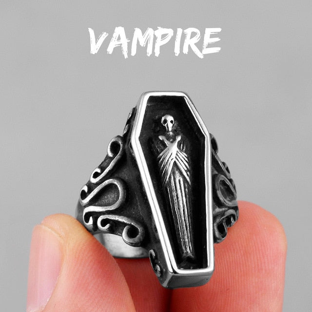 Gothic Skull Ring – Vampire Coffin Punk for Alternative Styling, Collecting, And Everyday detail image - detail view 7