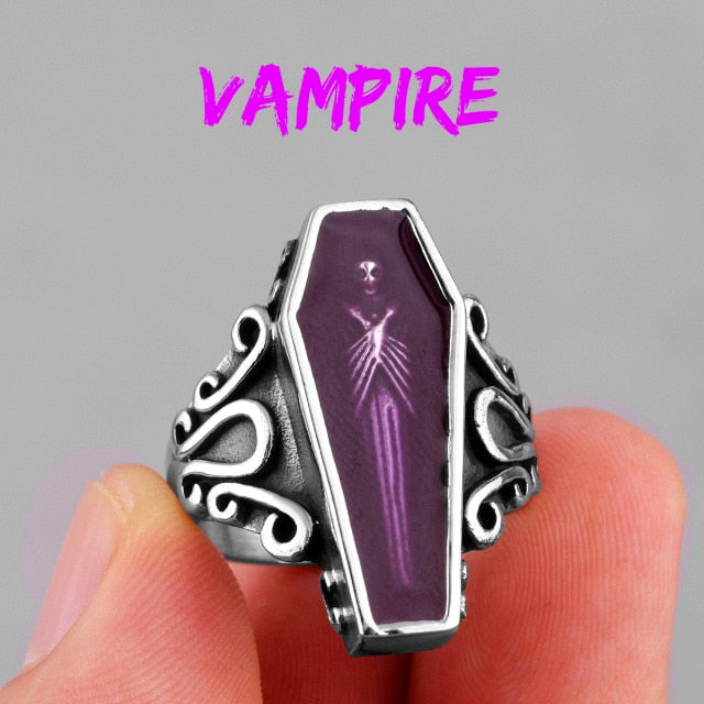 Gothic Skull Ring – Vampire Coffin Punk for Alternative Styling, Collecting, And Everyday detail image - detail view 8