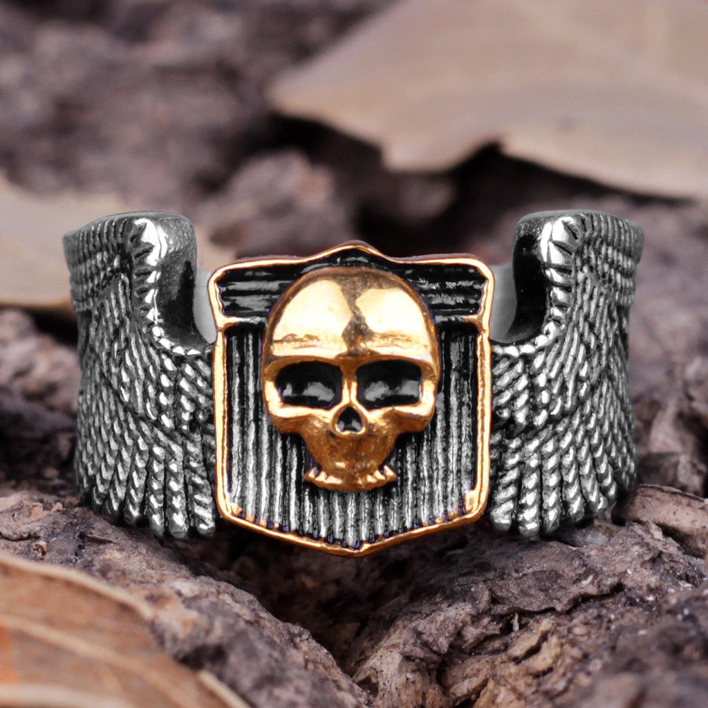 Gothic Skull Ring – Wing Motorcycle Punk Biker Rock Statement detail image