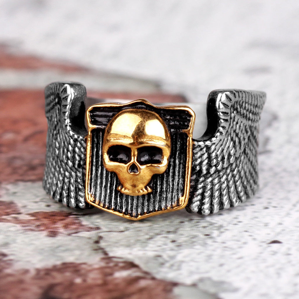 Gothic Skull Ring – Wing Motorcycle Punk Biker Rock Statement product image