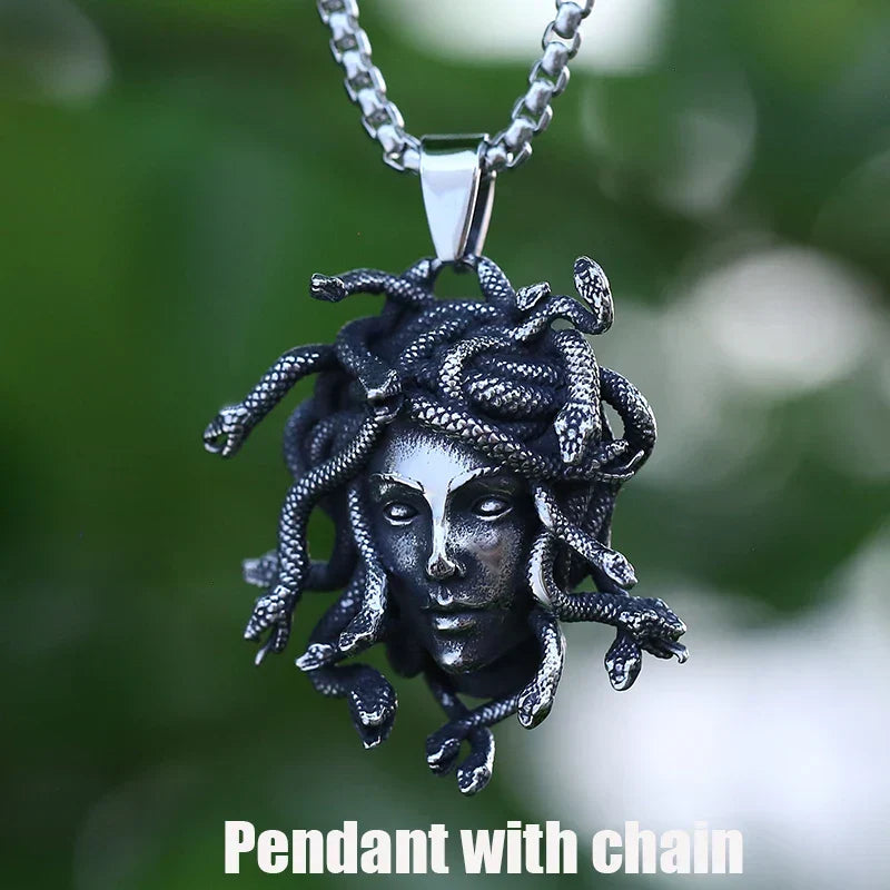 Gothic Statement Necklace – Gorgon Medusa Wrath Pendant 316L Stainless Steel Dark variant image