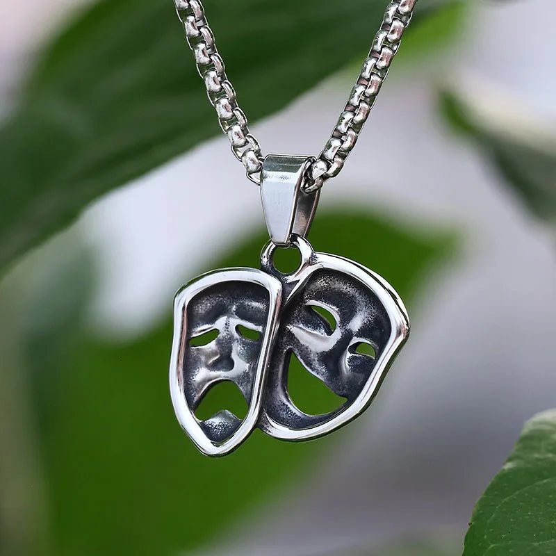 Gothic Statement Necklace – Haunted Duality Smile Cry Face Punk Dark detail image