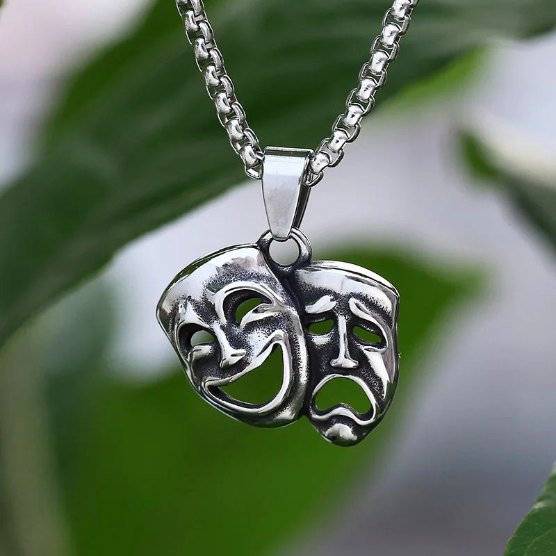 Gothic Statement Necklace – Haunted Duality Smile Cry Face Punk Dark product image