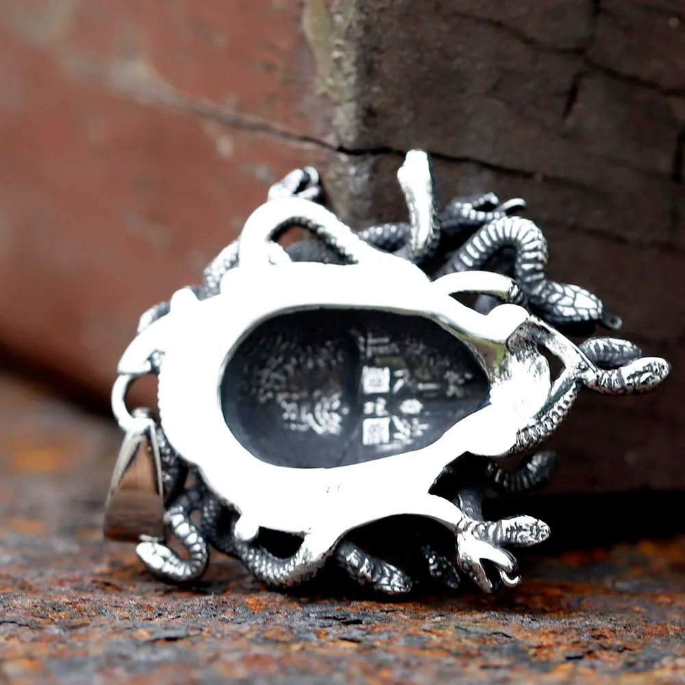 Gothic Statement Necklace – Medusa with Gorgon Pendant Spiga Chain Punk detail image - detail view 5