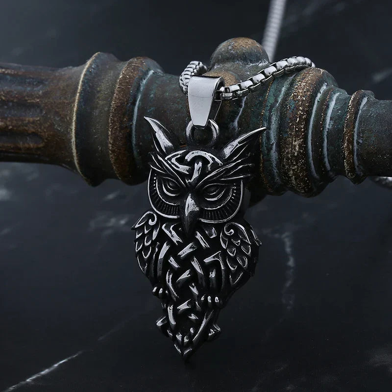 Gothic Statement Necklace – Owl with Majestic Pendant Punk Dark detail image - detail view 5