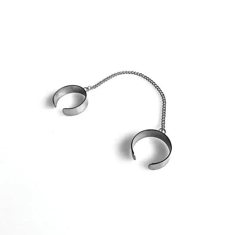 Gothic Statement Ring – Double Band Chain Link Punk Hip Hop Adjustable detail image - detail view 4