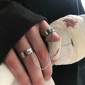 Gothic Statement Ring – Double Band Chain Link Punk Hip Hop Adjustable product image