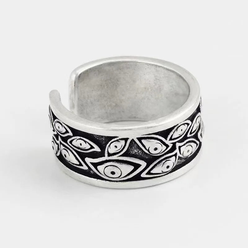 Gothic Statement Ring – Evil Eye with Devil Punk Vintage Retro detail image - detail view 6
