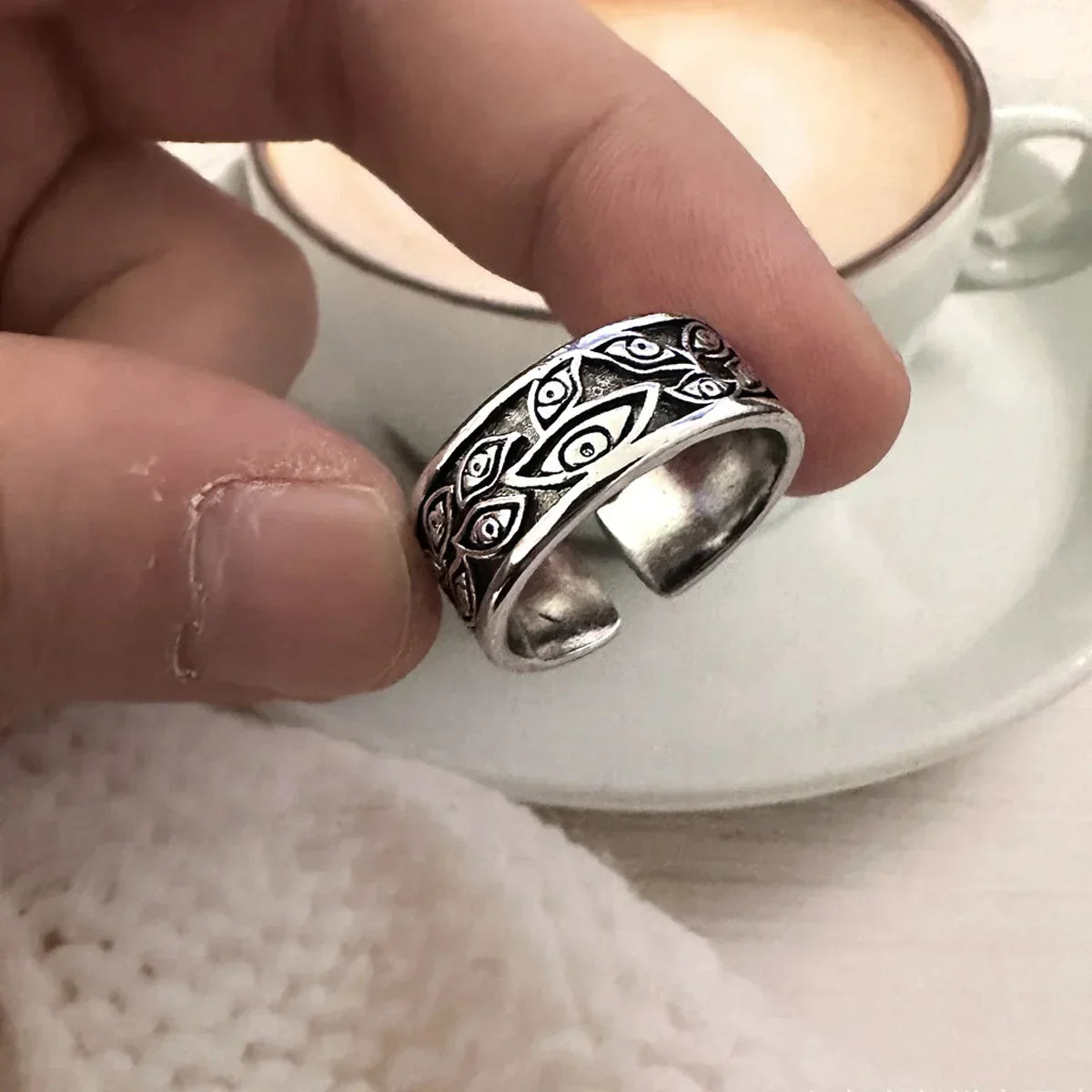 Gothic Statement Ring – Evil Eye with Devil Punk Vintage Retro variant image