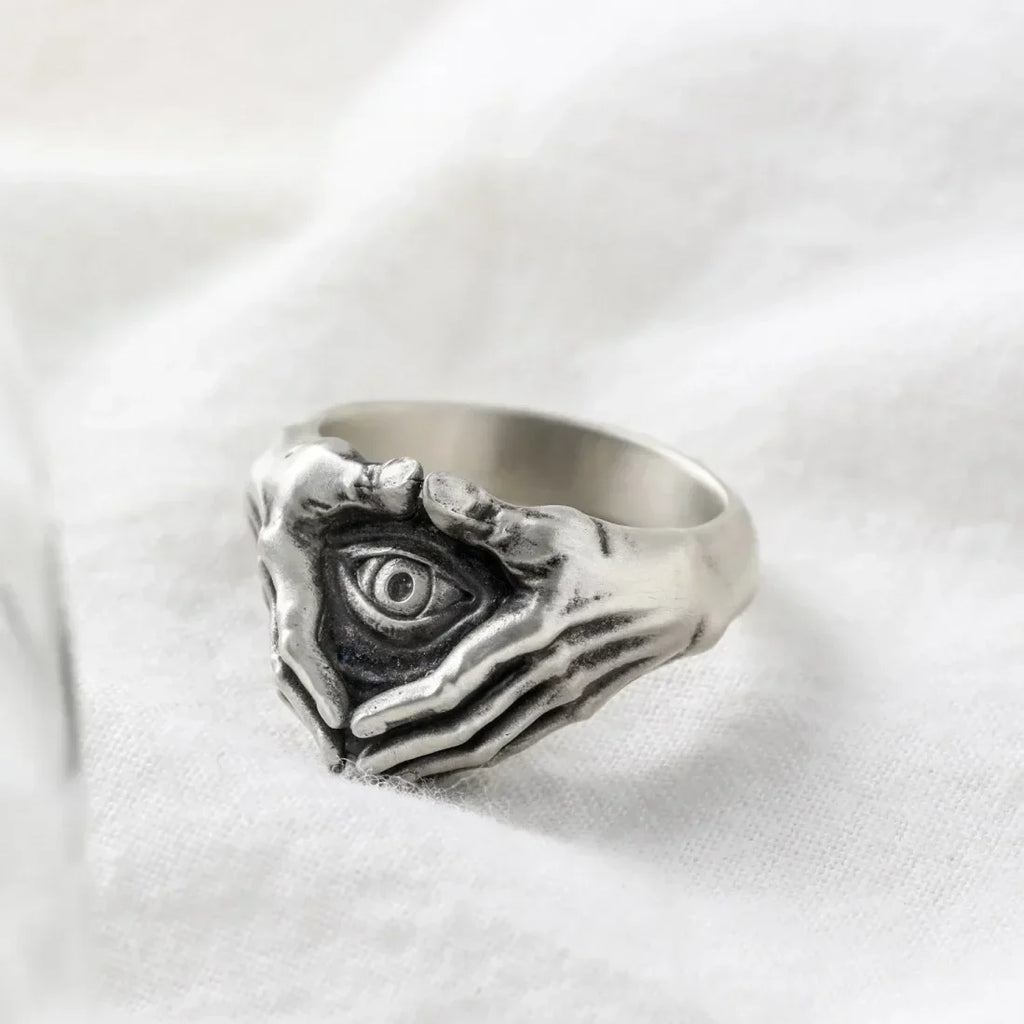 Gothic Statement Ring – Eye with Omnisight Guardian Peace Vintage Punk product image