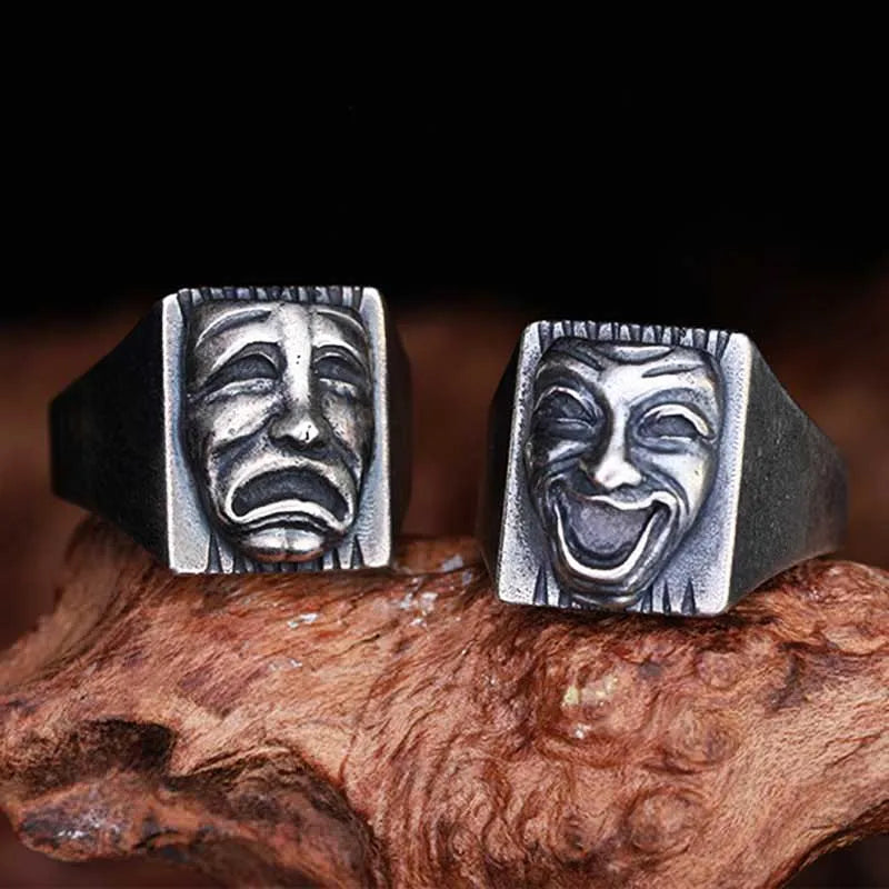 Gothic Statement Ring – Hip Hop with Geometric Mood Face Mask Punk Happy Unhappy product image