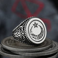 Gothic Statement Ring – Moon with Nightfall Eclipse Star Punk Celestial product image