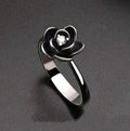 Gothic Statement Ring – Punk with Black Dahlia Flower Zirconia Dark Floral product image