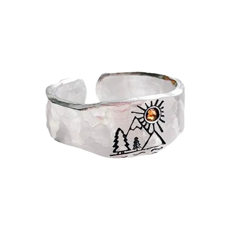 Gothic Statement Ring – Punk with Sunset Valley Nature Vintage detail image - detail view 7