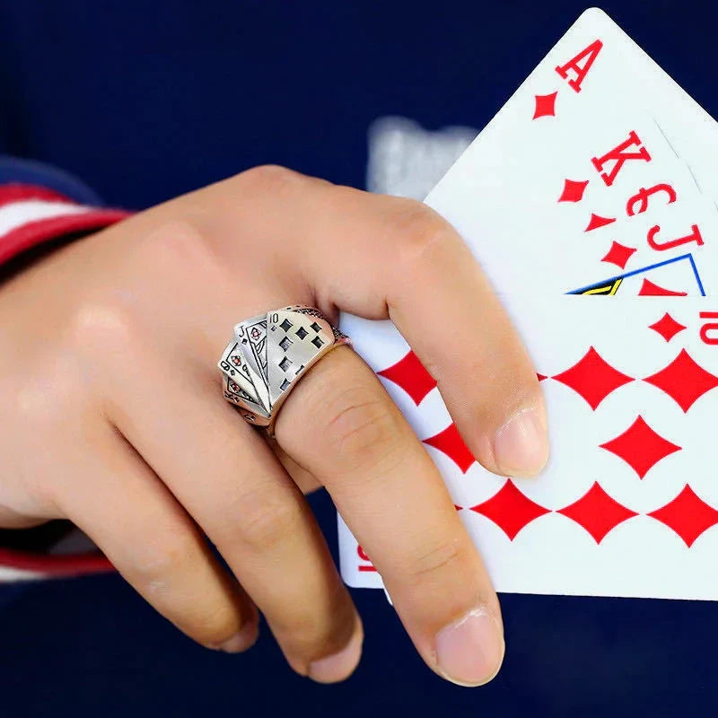 Gothic Statement Ring – Royal Flush Poker Card Punk Vintage for Alternative Styling detail image - detail view 4