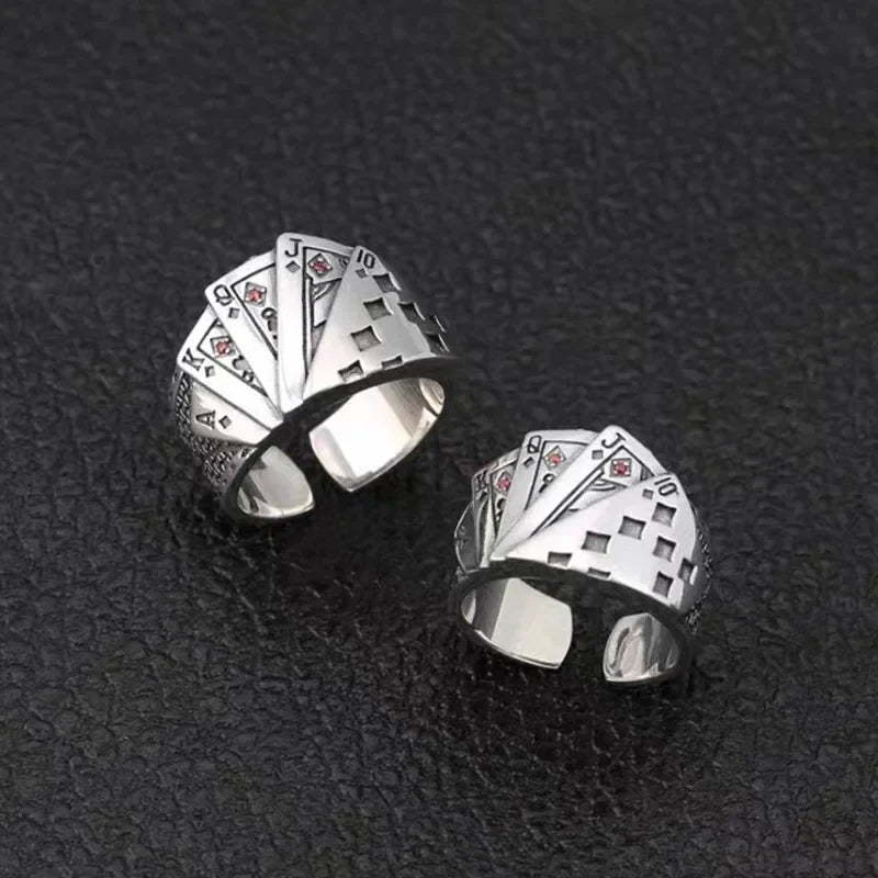 Gothic Statement Ring – Royal Flush Poker Card Punk Vintage for Alternative Styling detail image - detail view 6