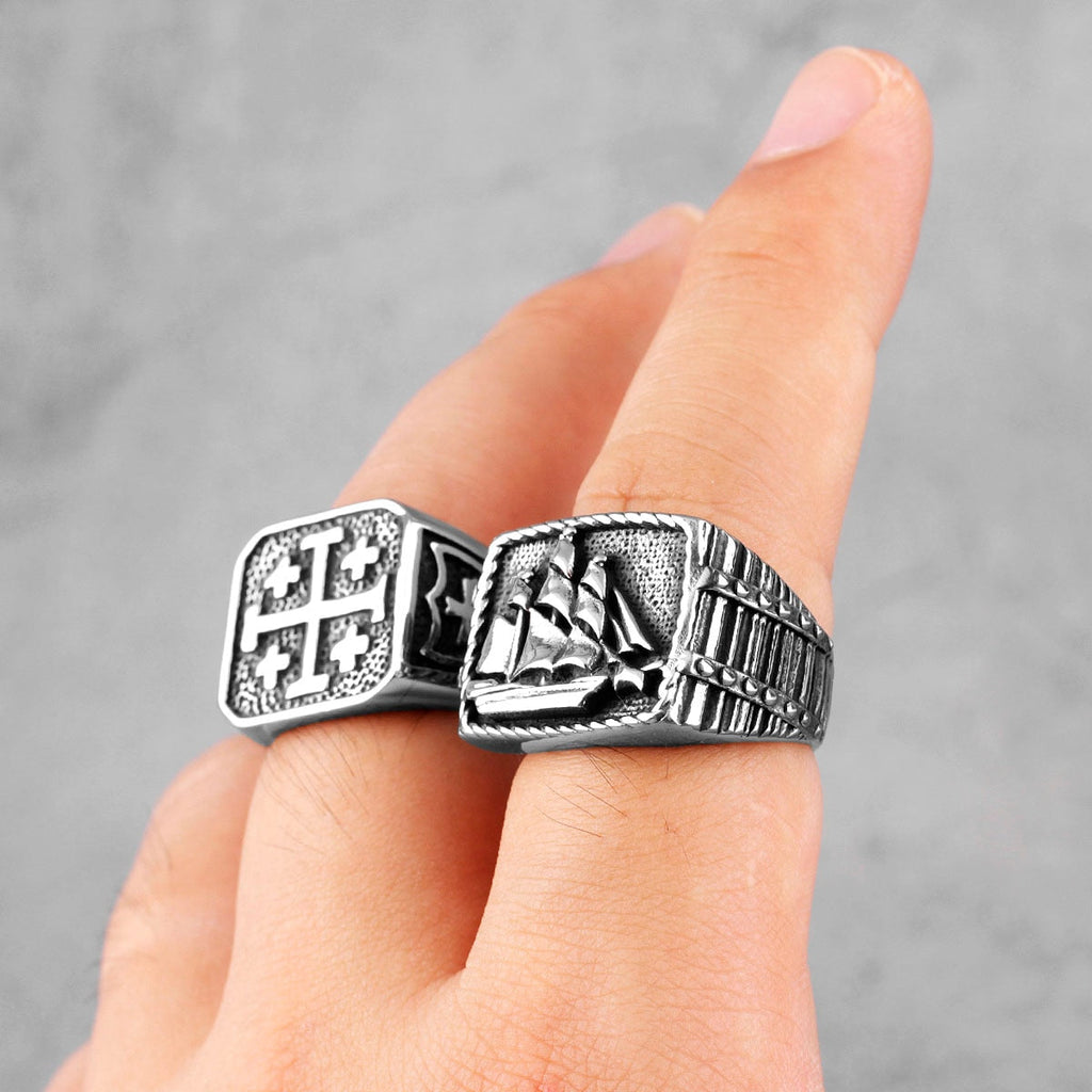 Gothic Statement Ring – Starboard Smooth Sailing Punk Biker for Alternative Styling detail image - detail view 3
