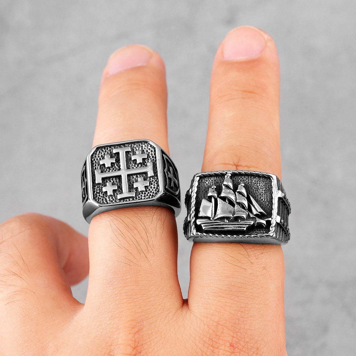 Gothic Statement Ring – Starboard Smooth Sailing Punk Biker for Alternative Styling detail image - detail view 4