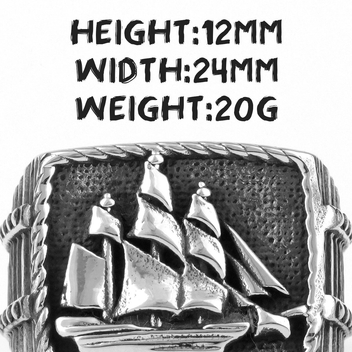 Gothic Statement Ring – Starboard Smooth Sailing Punk Biker for Alternative Styling detail image - detail view 6