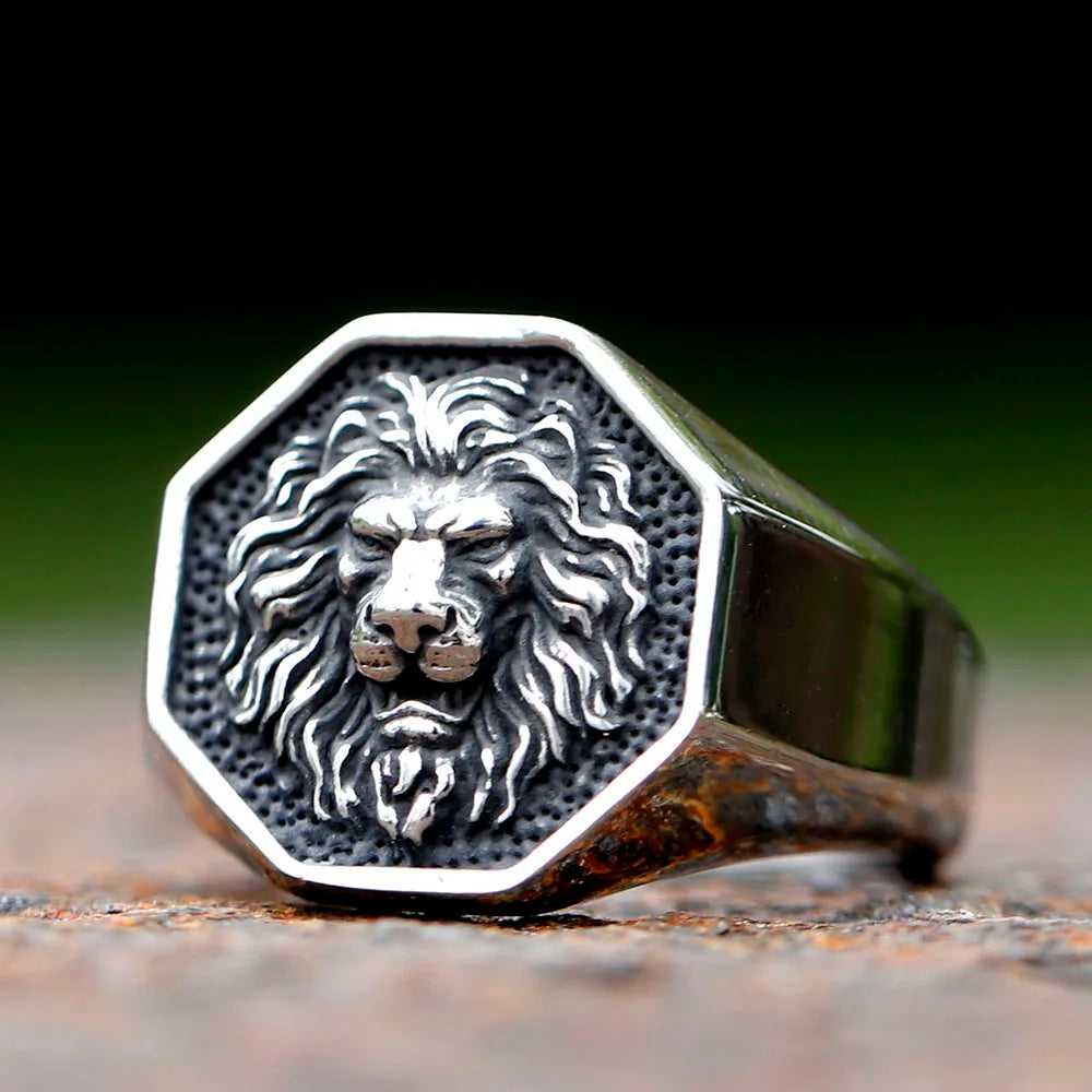 Gothic Statement Ring – Tiger with Savage 3D Head Punk Biker Gold Steel variant image