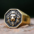 Gothic Statement Ring – Tiger with Savage 3D Head Punk Biker Gold Steel product image